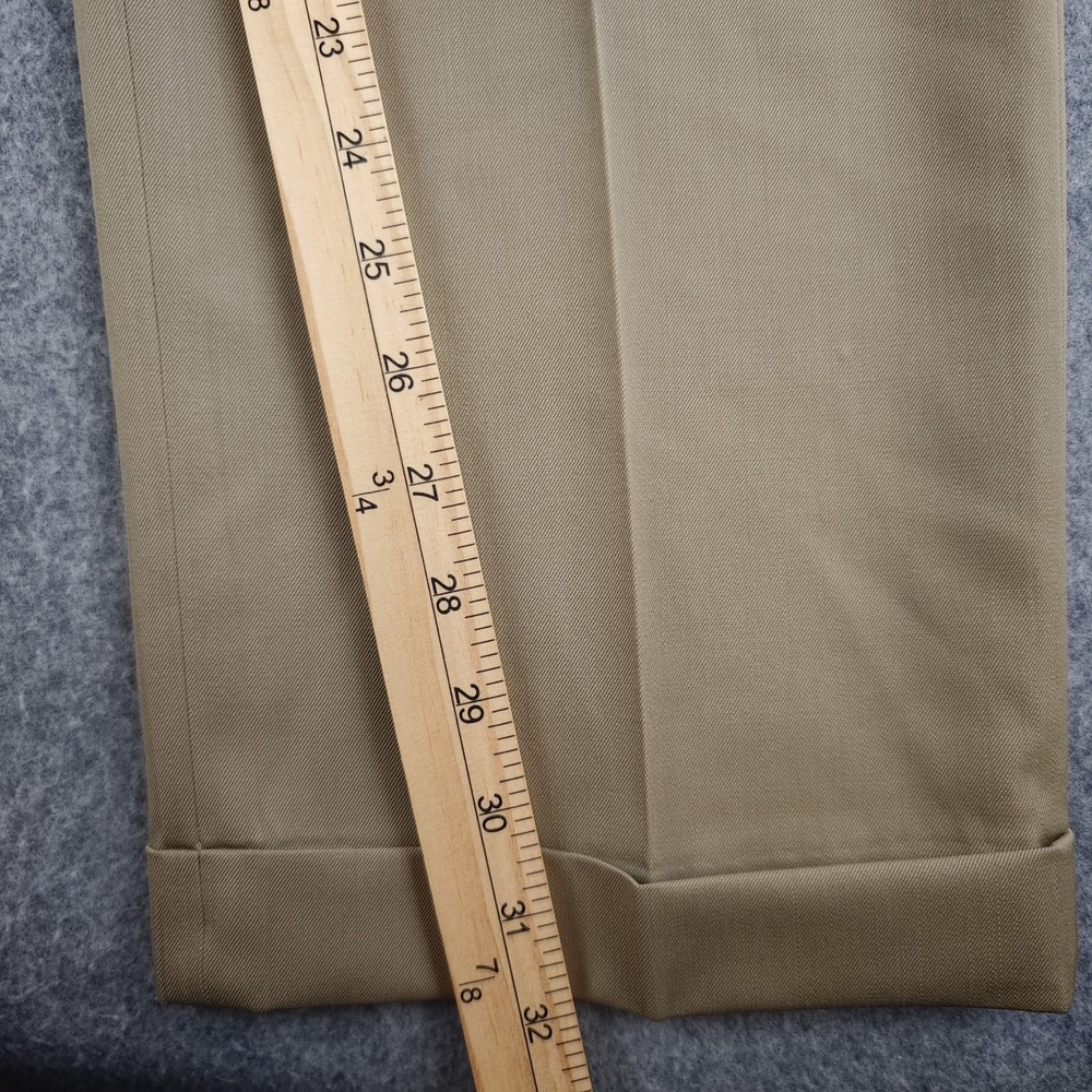 Brooks Brothers Madison Dress Pants Mens 35x32 Tan Pleated Cuffed 100% Wool - Picture 6 of 12